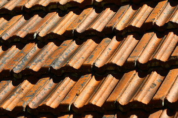 Roof covered with clay tiles.