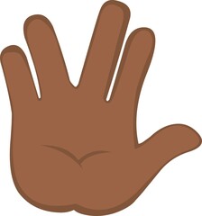 Vector illustration of a brown hand doing the classic vulcan salute