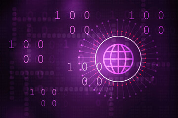 2d illustration abstract digital binary data on computer screen