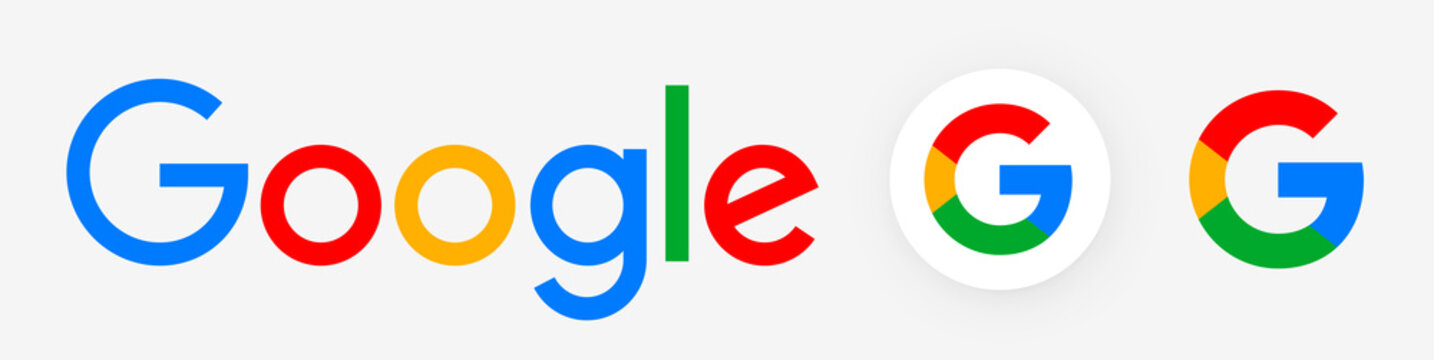 Google icons set. Google company symbol collection. Google social media logo - stock vector editorial.