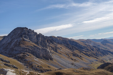 Stura di Demonte Valley mountains, view above from the Colle Fauniera mountain pass, Piedmont, Italy