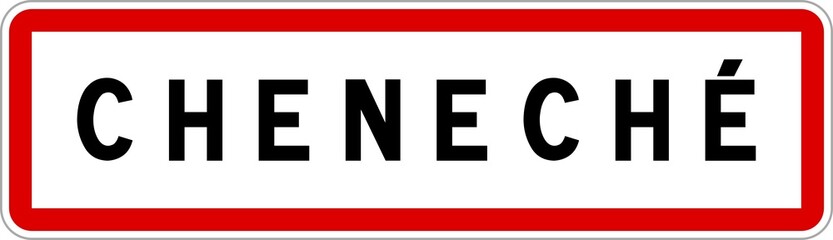 Panneau entrée ville agglomération Cheneché / Town entrance sign Cheneché