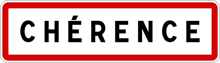 Panneau entrée ville agglomération Chérence / Town entrance sign Chérence
