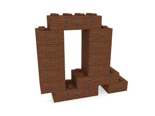 Letter Q from a brick-textured toy block