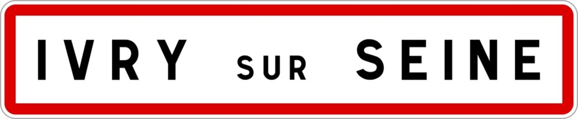 Panneau entrée ville agglomération Ivry-sur-Seine / Town entrance sign Ivry-sur-Seine
