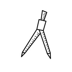 Sketch of geometric compass. Hand drawn doodle icon. Sign symbol. Vector.