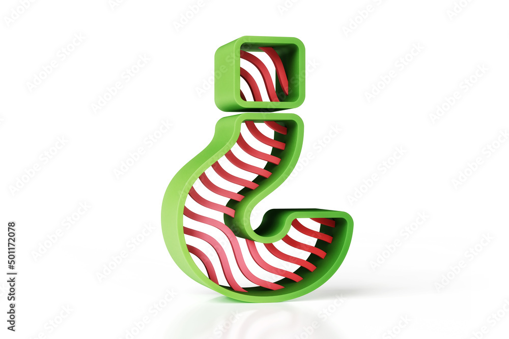 Poster fruity red and green question mark. cool and modern 3d design great font for headers, posters, web a