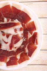 Portion of Iberian ham and 100% acorn-fed loin from Extremadura and 100% acorn-fed Iberian lomo