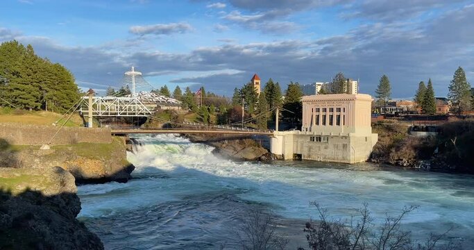 The Spokane falls in Spokane, Washington