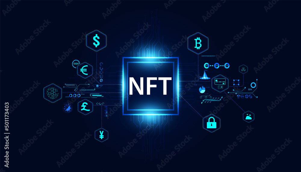 Aufkleber abstract ntf digital image concept nft digital finance irreplaceable token the only original art in 