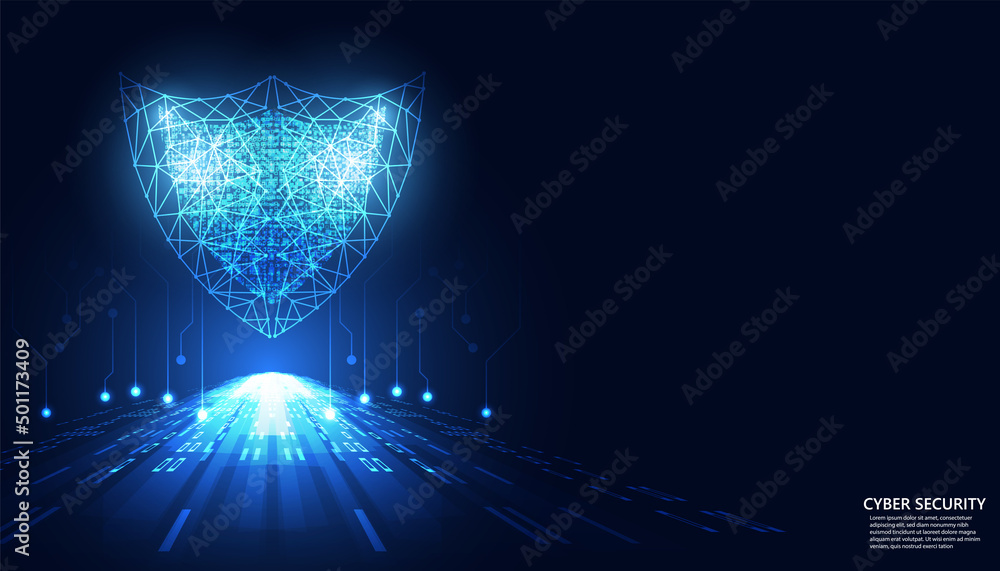 Poster abstract technology cyber security privacy information network concept shield protection digital net
