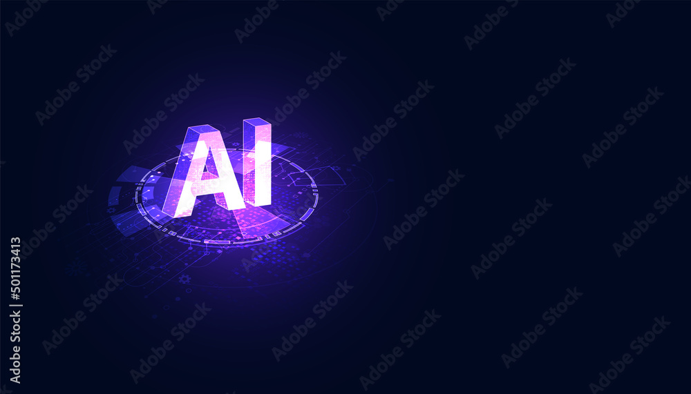 Poster abstract technology ai computing concept working data of artificial intelligence and futuristic digi