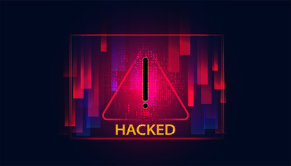Abstract hack warning concept interface screen red system warning that the system has been hacked into the system computer
