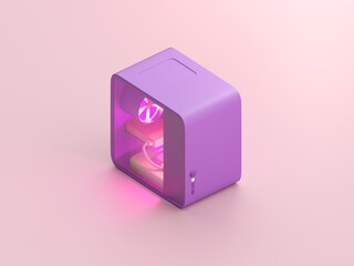 Soft Pop Computer Case. 3D render