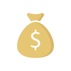 Money bag flat icon with dollar sign