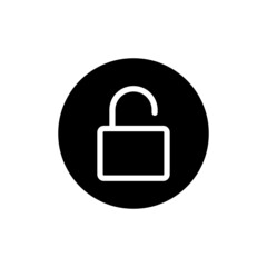 Open lock icon in black round