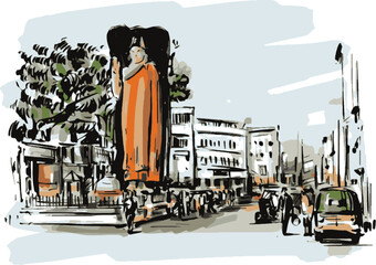 Sketch of Sri Lanka street 