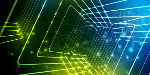 2d illustration Abstract futuristic electronic circuit technology background