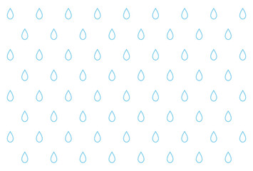 シンプルな雨のシームレスパターン　雫　青　水色　線画　背景　素材