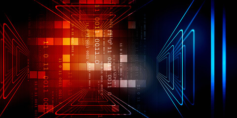 2d illustration Abstract futuristic electronic circuit technology background