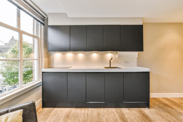 Interior of stylish kitchen in apartment