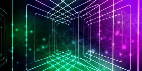 2d illustration Abstract futuristic electronic circuit technology background