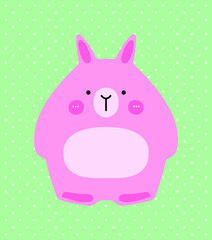 Cartoon pink rabbit sitting drawing