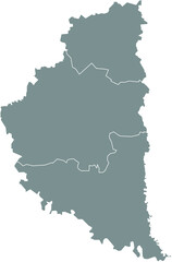 Gray flat blank vector map of raion areas of the  Ukrainian administrative area of TERNOPIL OBLAST, UKRAINE with white  border lines of its raions