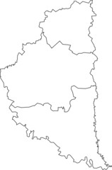White flat blank vector map of raion areas of the Ukrainian administrative area of TERNOPIL OBLAST, UKRAINE with black border lines of its raions