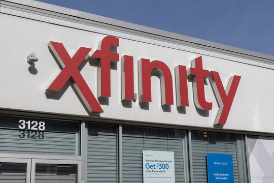 Xfinity Branded Comcast Consumer Retail Store. Comcast Owns NBCUniversal, Xfinity Internet And DreamWorks Animation.