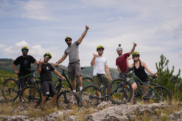Happy friends with bikes
