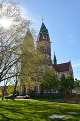 Fototapeta na wymiar Heart of Jesus Church in Freiburg, Germany