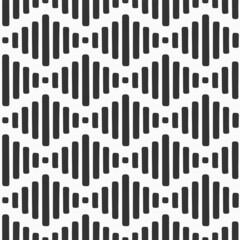 Obraz premium Abstract seamless vector pattern with dashed lines, stripes. Ornamental striped texture. Simple repeating ornament with stripes. Black and white background.