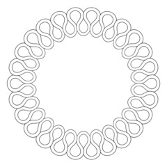 Circular ornament. Abstract round symmetrical pattern. Round frame pattern. Stencil. Decorative round mandala. Floral decoration pattern. Tattoo design. Vector illustration.