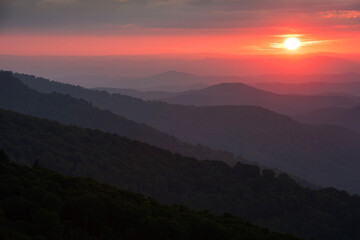 Sunset over the Appalachian Mountains, from Roan Mountain State Park