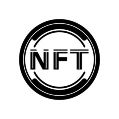 NFT Black coin icon on white background.