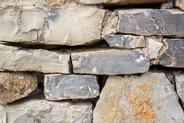 old ancient stone castle wall up close