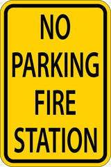 No Parking Fire Station Sign On White Background