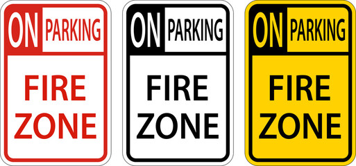 No Parking Fire Zone Sign On White Background