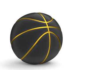 Gold and black basketball ball isolated on white background