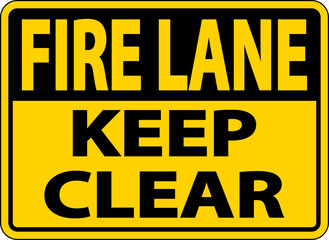 Fire Lane Keep Clear Sign On White Background