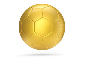 Gold soccer or football ball isolated on white background