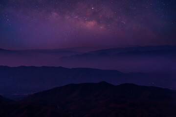 Milky Way at night in autumn ,