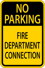 No Parking,Fire Department Connection Sign On White Background