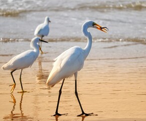 Photograph of herons in Barra de Tramandaí in Rio Grande do Sul, Brazil.