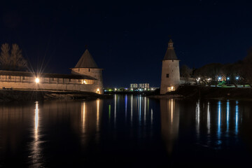 Pskov Kremlin. The towers of the Lower Lattices are High and Flat