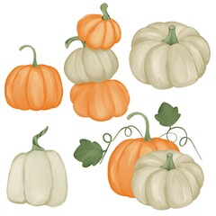 set of pumpkins