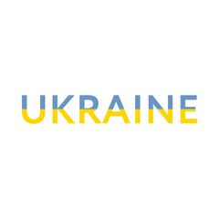 Stand with Ukraine. Blue and yellow text. Pray Ukraine. Russian-Ukrainian conflict. Stop world war. Banner design. 