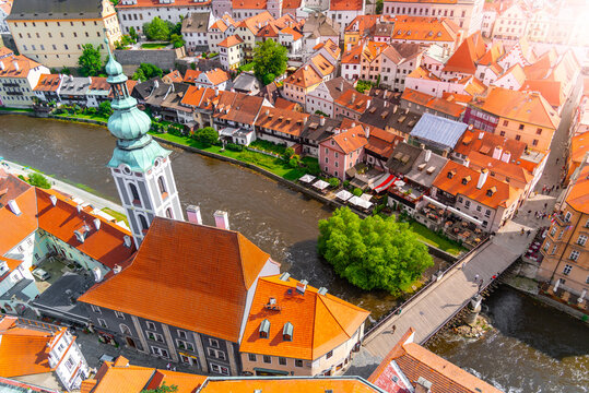 Aerial view of Cesky Krumlov city centre