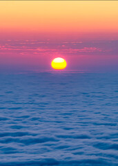 Scenic sunrise over inversion clouds, Blue Ridge Mountains of North Carolina